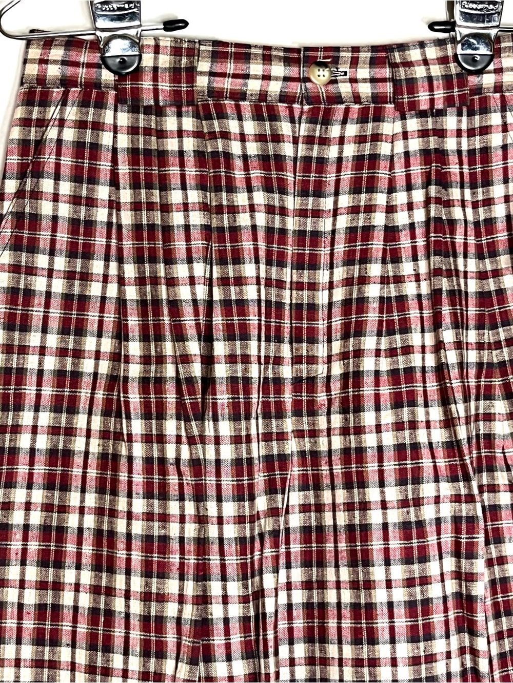 Fundamental Things Women's Burgundy Plaid Button Front Vest and  Shorts - Picture 3 of 12